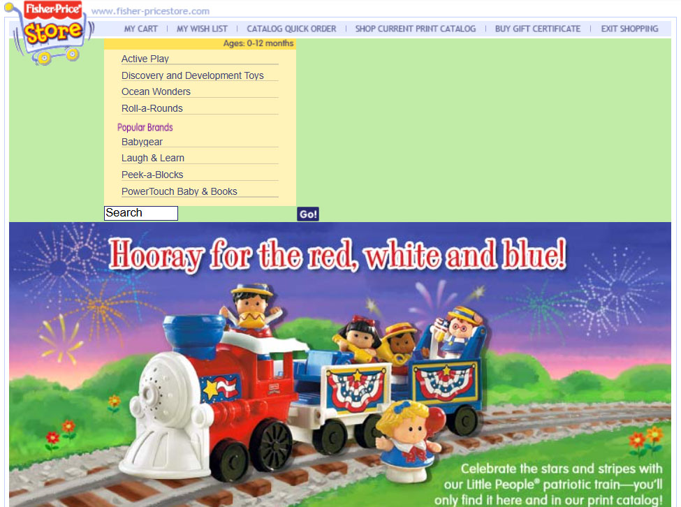 Image of Fisher Price's original webstore